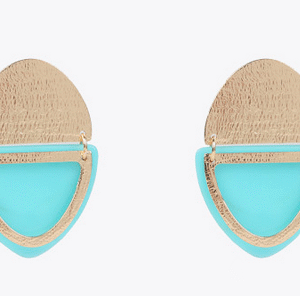 PENDIENTES doble pieza metal-turquesa LC